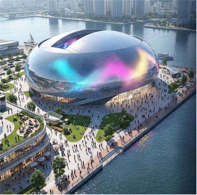 미디어파사드가 적용된 오션 돔 조감도