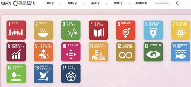 지속가능발전목표(Sustainable Development Goals) 17개 분야