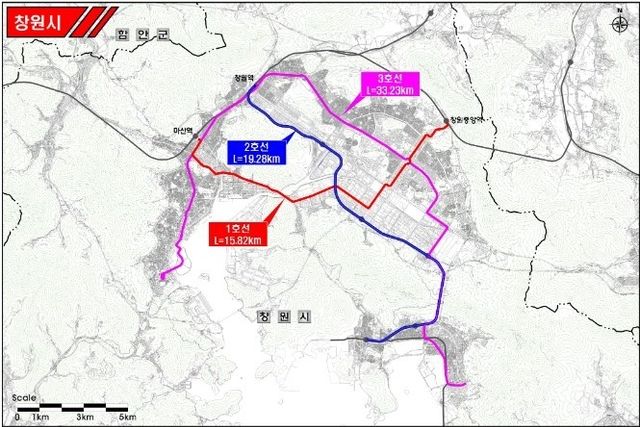 1차 경남 도시철도망 계획에 들어간 창원시 도시철도 3개 노선