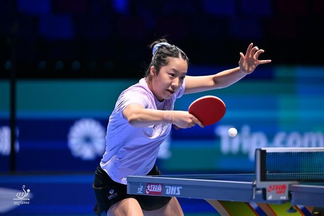 ITTF 월드컵에 나선 신유빈의 경기 장면