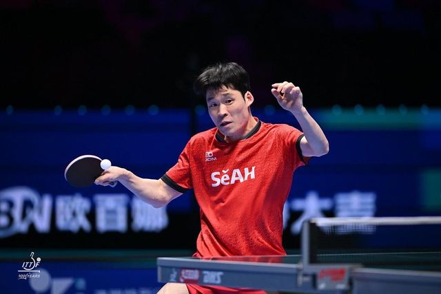 남자 월드컵에 출전한 장우진의 경기 장면