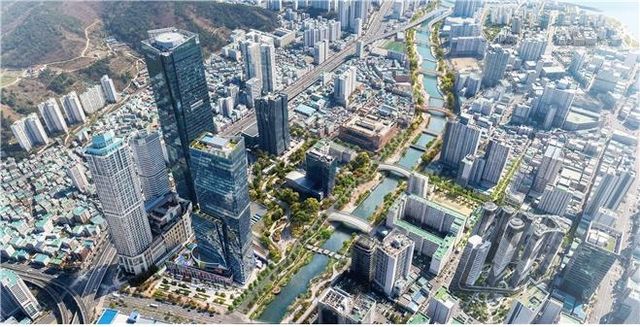 부산시의 '동천 프로젝트' 완공 조감도
