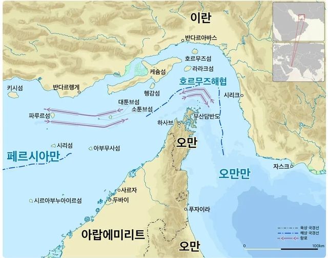 호르무즈 해협 지도