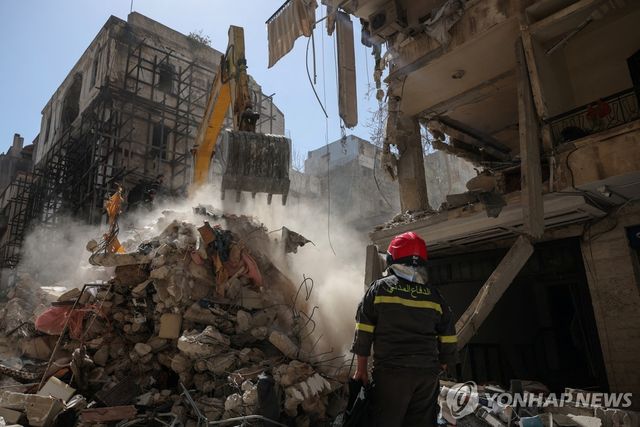 9일(현지시간) 레바논 수도 베이루트의 이스라엘 공습 피해 지역