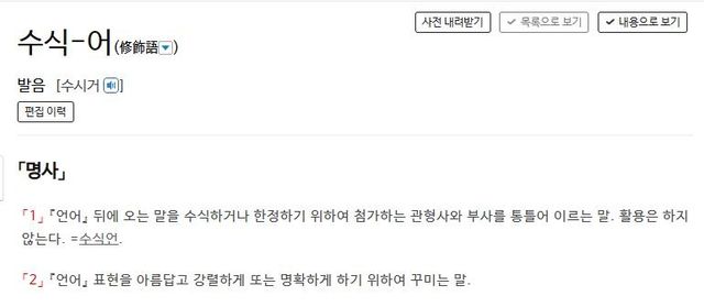 '수식어'에 대한 사전의 정의