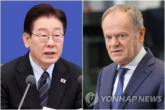 이재명 대통령(왼쪽)과 도날트 투스크 폴란드 총리