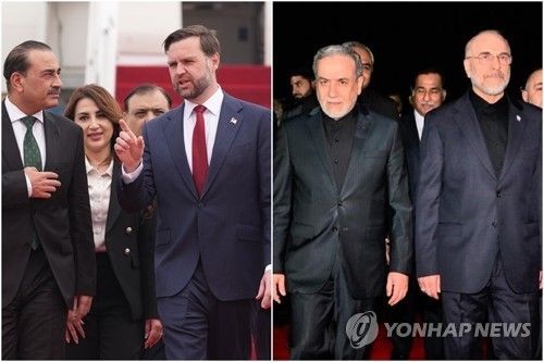 미국 대표단(왼쪽)과 이란 대표단