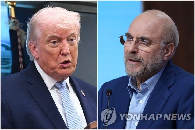 트럼프 미국 대통령(왼쪽)과 모하마드 바게르 갈리바프 이란 의회 의장
