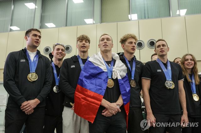 지난해 수영 세계선수권대회가 끝나고 귀국했던 러시아 선수단