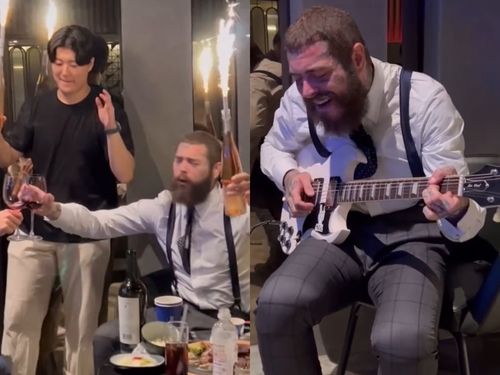 2023년 10월 압구정의 식당에서 즐기는 미국 가수 포스트 말론