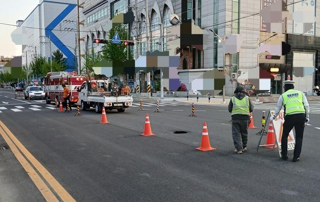 구미 도로 땅꺼짐 통제