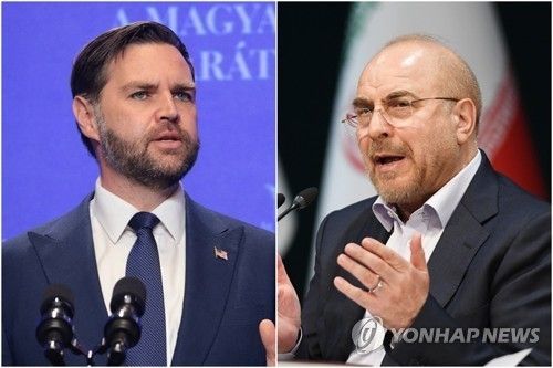 미-이란 종전협상 대표로 나선 밴스 미 부통령(왼쪽)과 갈리바프 이란 의회의장