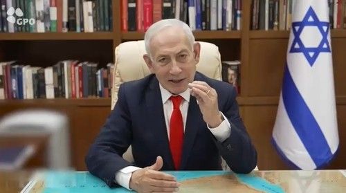 영상 성명 발표하는 네타냐후 이스라엘 총리