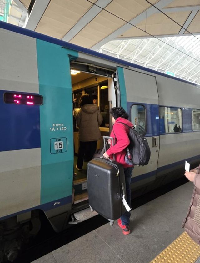 KTX 올라타는 외국인 관광객들 [사진/성연재 기자]