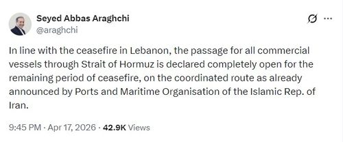 아바스 아라그치 이란 외무장관의 호르무즈 해협 개방 메시지