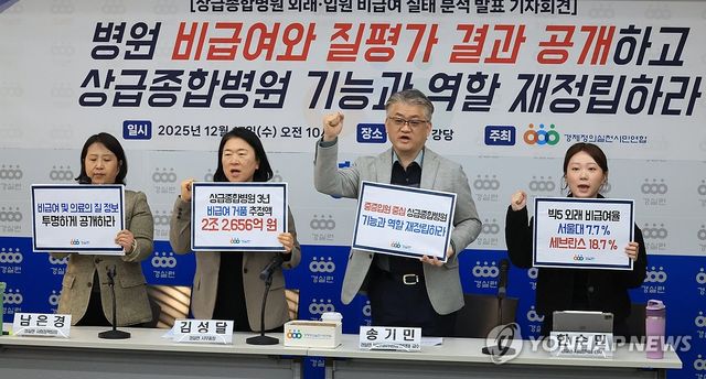 경실련, 상급종합병원 비급여 실태 분석 발표 기자회견