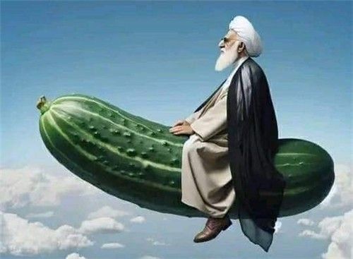 '오이 미사일' 탄 고(故) 아야톨라 알리 하메네이 풍자 밈