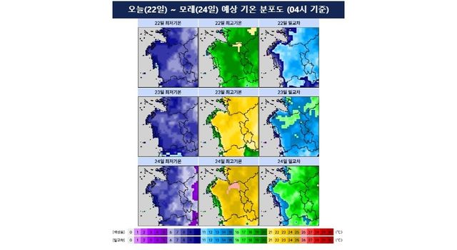 예상 기온 분포도