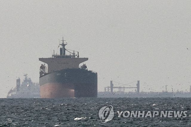 호르무즈 해협 인근의 화물선