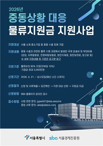 중동상황 대비 물류지원금 지원사업