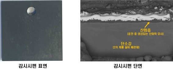 연구팀이 개발한 감시시편의 표면 및 단면 