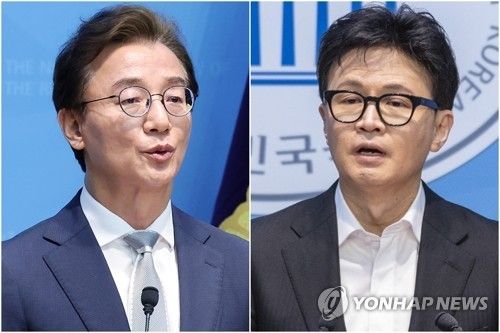 전재수 의원(왼쪽)과 한동훈 전 대표