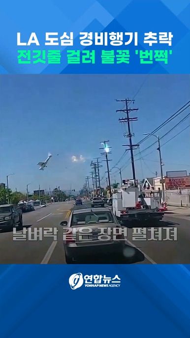 [쇼츠] 전깃줄에 걸려 불꽃 '번쩍'…LA서 경비행기 추락 - 2