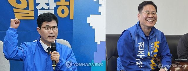 이원택 민주당 전북지사 후보(왼쪽)와 조지훈 전주시장 후보