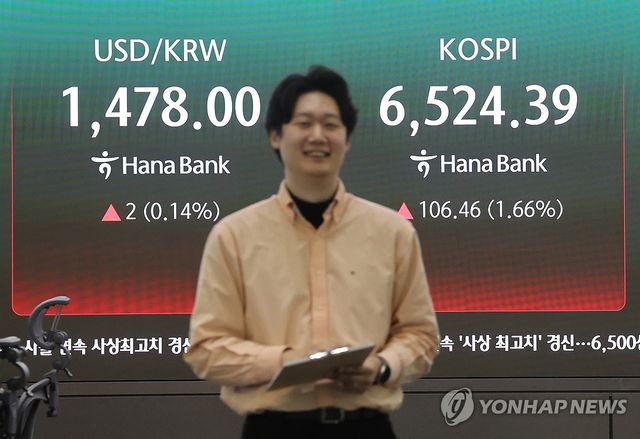 코스피, 장중 6500 돌파