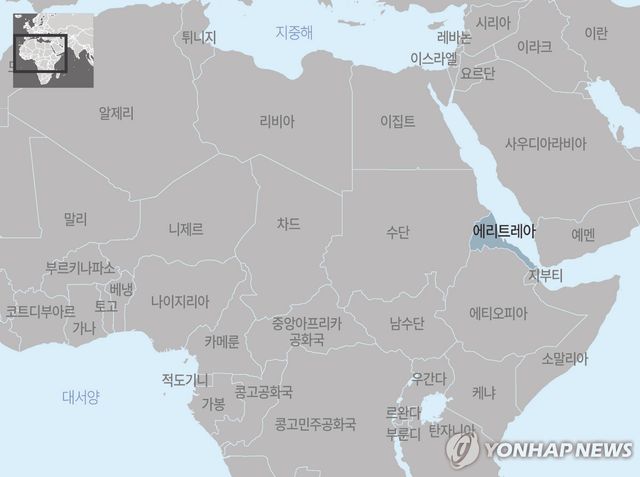 아프리카 에리트레아 지도