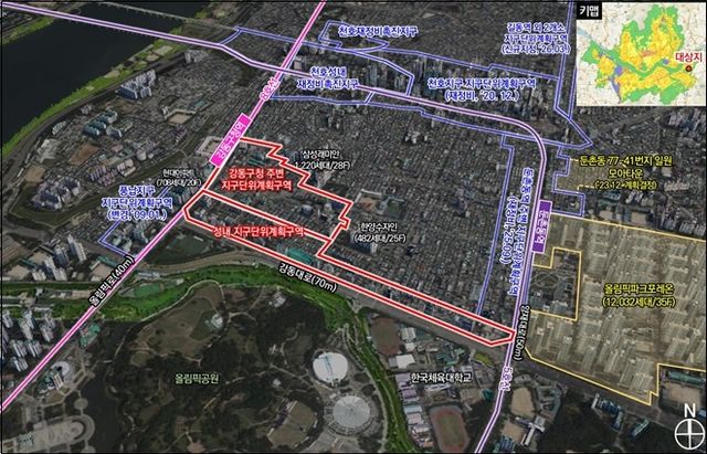 강동구 성내동 일대 위치도