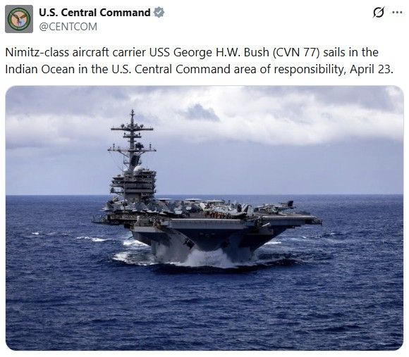 미군, 3번째 항공모함 이란 전쟁 지원에 투입