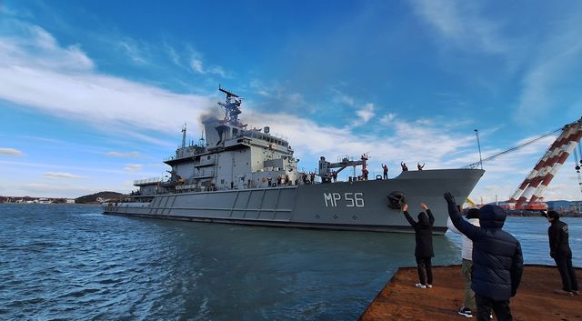 작년 12월 목포에서 출항하는 함벨리함