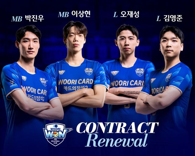 남자 프로배구 우리카드, 내부 FA 4명과 모두 재계약