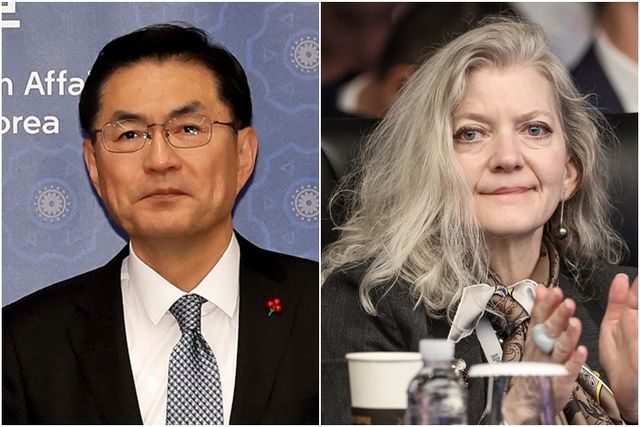 정연두 외교부 외교전략정보본부장(왼쪽)과 앨리슨 후커 미 국무부 정무차관