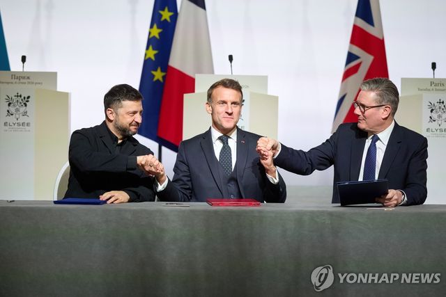 1월 의지의 연합 정상회의의 우크라, 프랑스, 영국 정상