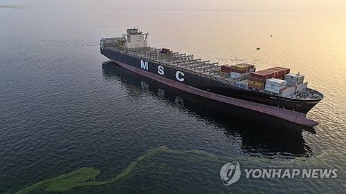 이슬람혁명수비대에 나포된 파나마 선적 MSC 프란체스카호 [로이터 연합뉴스. 와나통신 제공. 재판매 및 DB 금지]