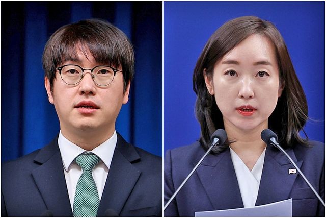 청와대 하정우 AI미래기획수석(왼쪽)과 전은수 대변인