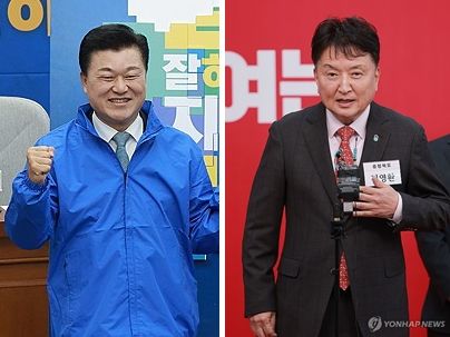 왼쪽부터 민주 신용한·국힘 김영환