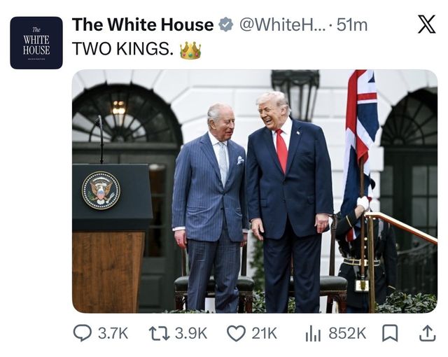 찰스 3세 국왕과 트럼프 대통령