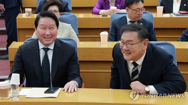 대화하는 김태년 의원과 최태원 회장