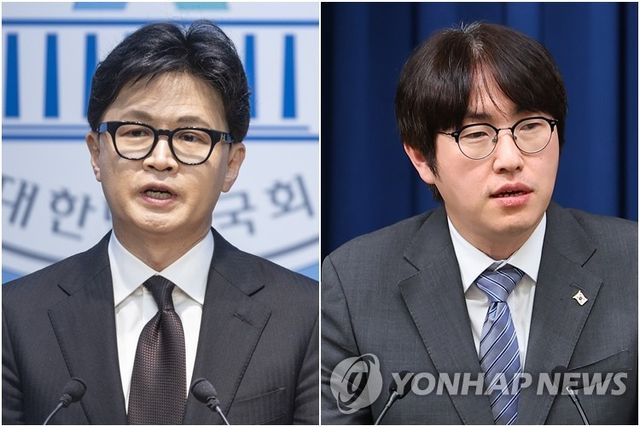 한동훈 전 대표(왼쪽)와 하정우 전 청와대 AI미래기획수석비서관