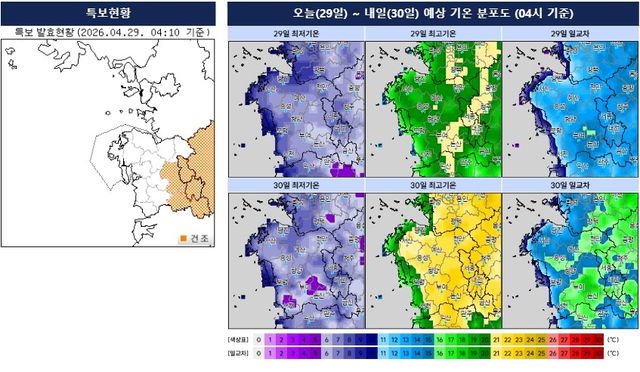 예상 기온 분포도