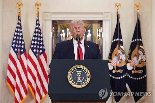 이란 전쟁 관련 대국민 연설하는 트럼프 미국 대통령