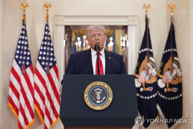 이란 전쟁 관련 대국민 연설하는 트럼프 미국 대통령