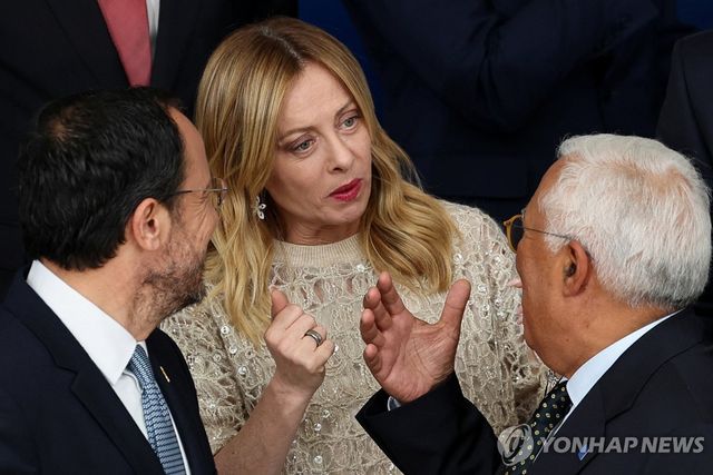 EU 정상회의 참석한 멜로니 총리