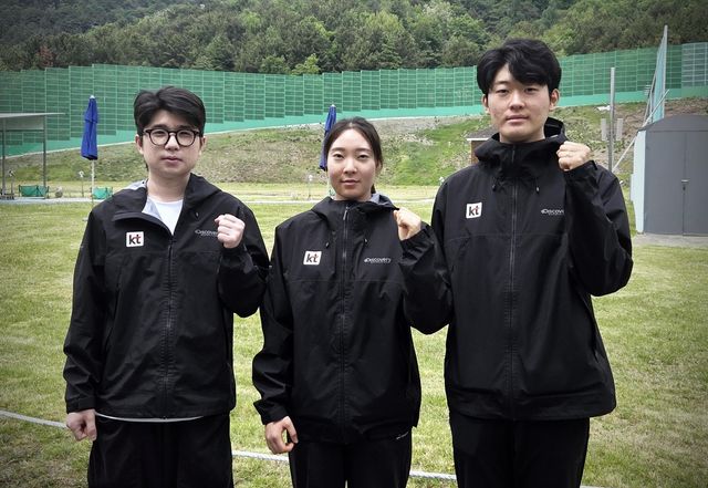 AG 대표로 선발된 KT 사격단 박하준, 장국희, 정승우(왼쪽부터)