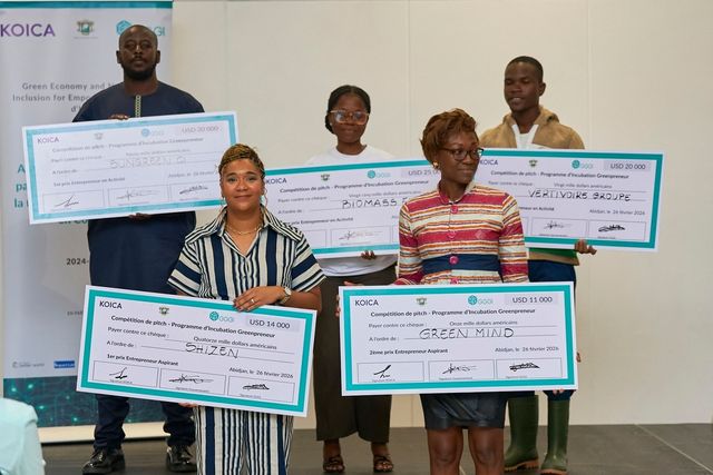 코이카·GGGI, 지난 2월 개최한 '녹색 스타트업 피칭 대회' 수상자들