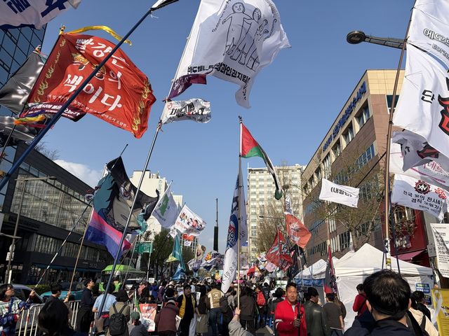 '비상행동' 집회서 휘날리는 각양각색 깃발