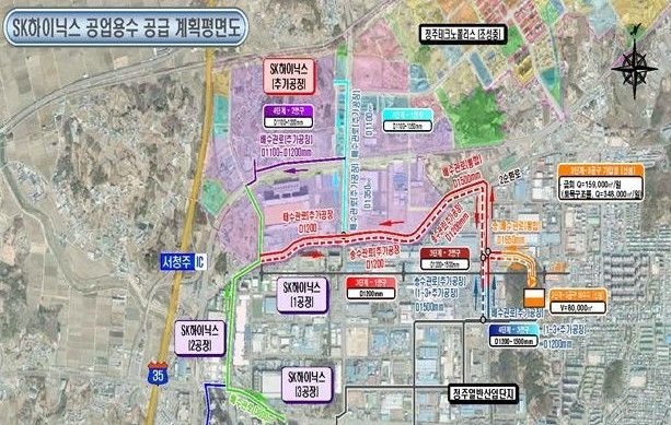 SK하이닉스 P&T7 공업용수 공급 계획평면도